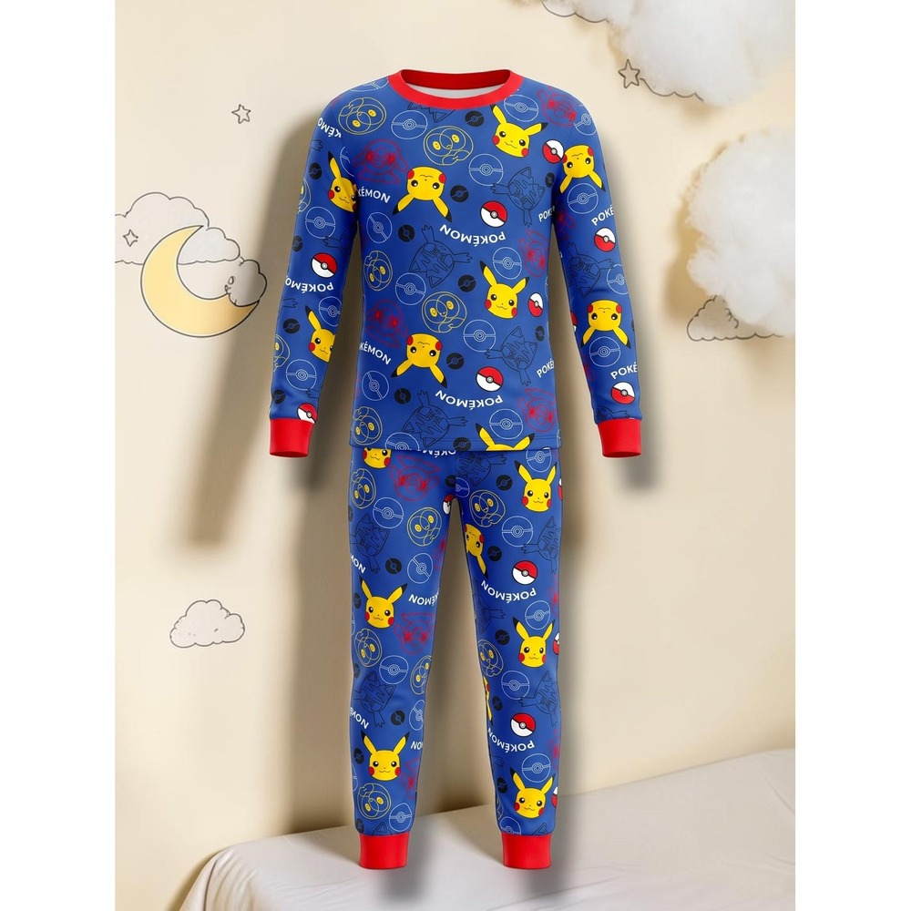 Pokemon Pikachu Poke Ball Print Cotton Blend 2 Piece Pajama Set Kids Size 10/12